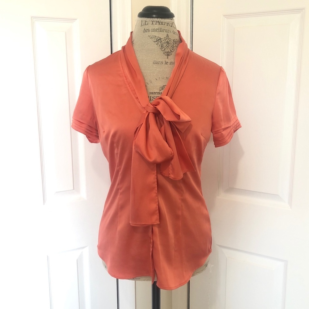 Orange Front Bow Festive Blouse - Picture 2 of 11